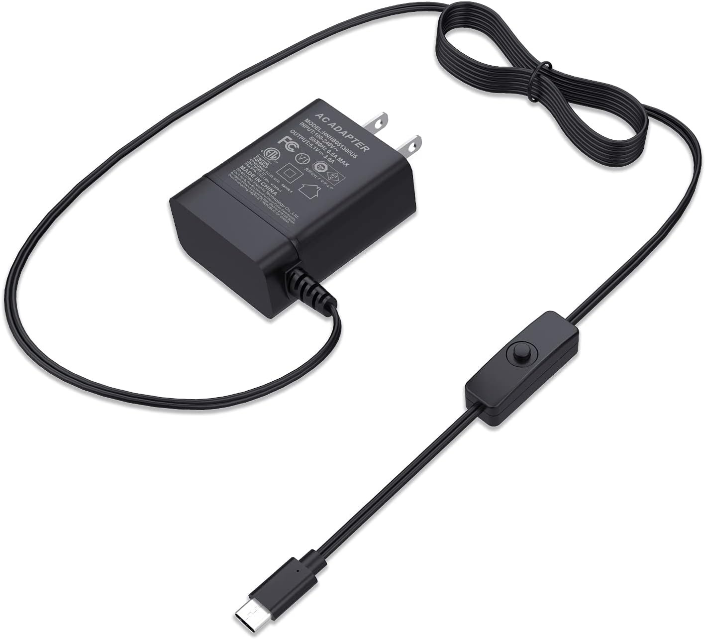 Miuzei Raspberry Pi 4 電源 USB-C 5.1V/3A スイッチ付きACアダプタ