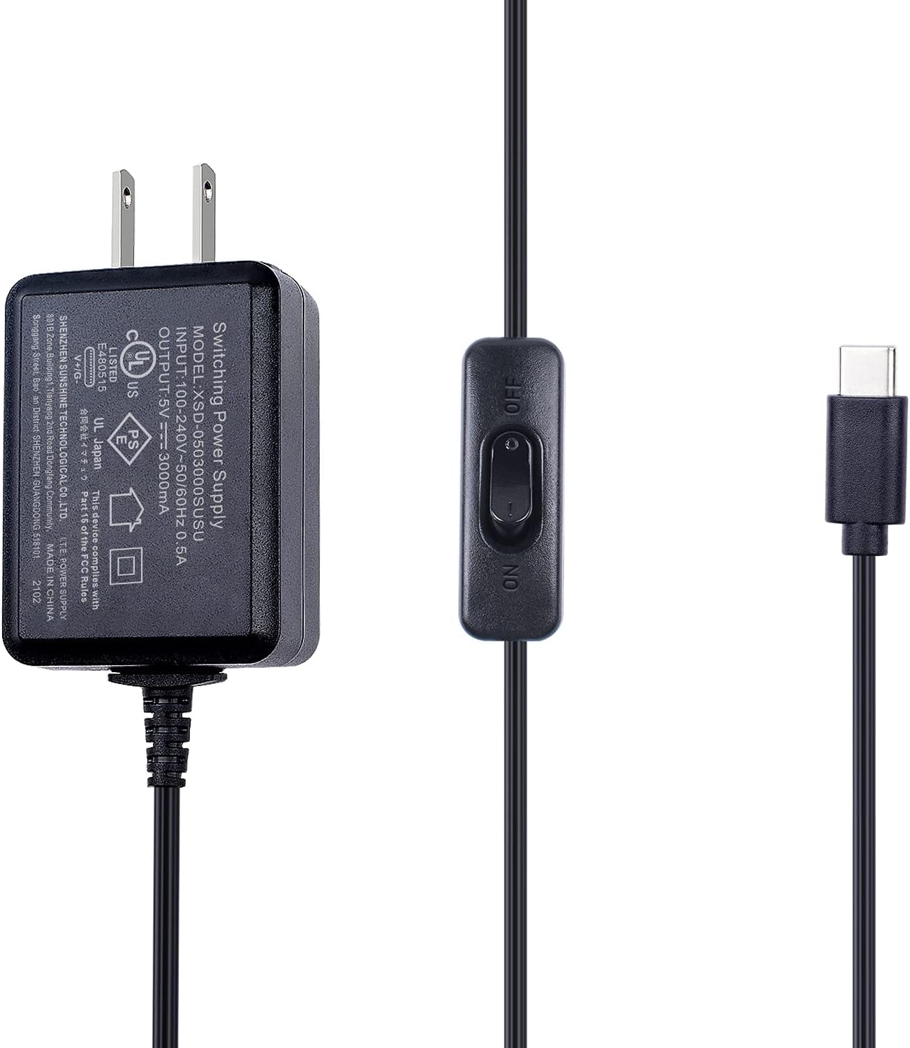 USB-C(Type C)電源 5V/3A ラズベリーACアダプター
