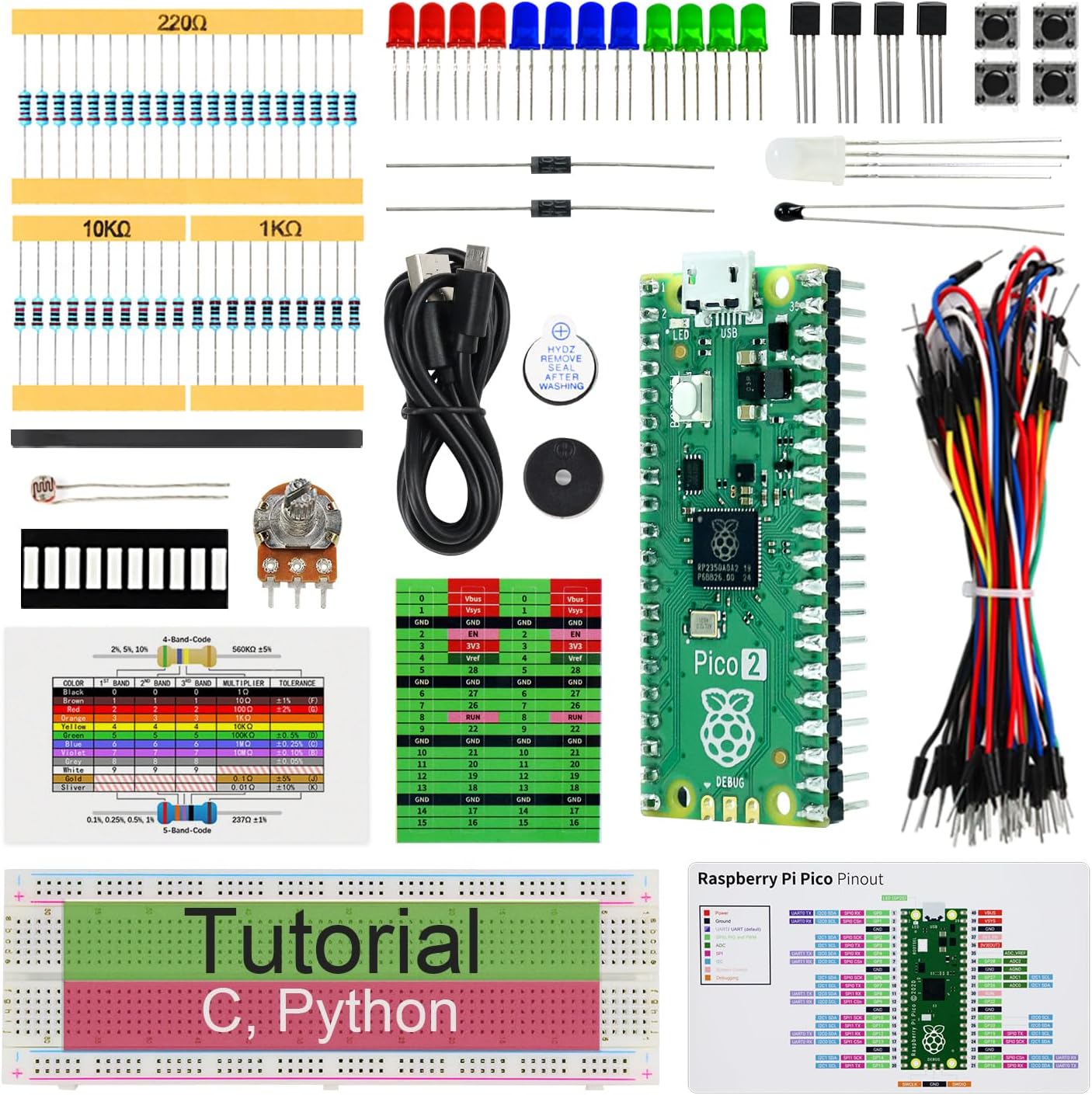 Raspberry Pi Pico2基本スターターキット(付属)