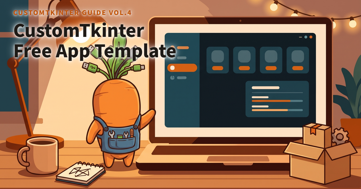 CustomTkinterのテンプレートを無料配布|サイドバー付きのモダンなダークUI(GitHub公開)