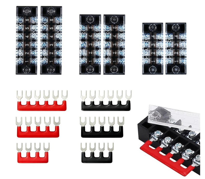 端子台 12個入り 600V 15A 組端子台 2列型（2色絶縁圧着端子セット付属）