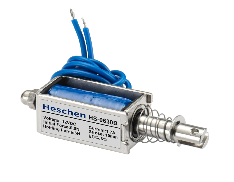 Heschen DCソレノイド HS-0530B（DC12V・ストローク10mm・保持力5N）